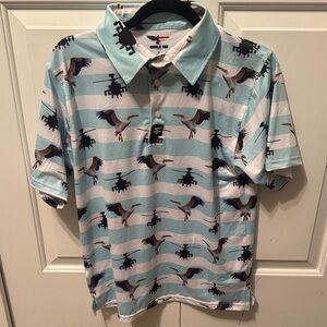 Mens Apache and Bird Print Polo Shirt